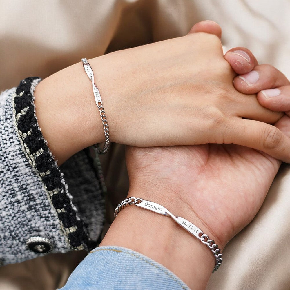 Stainless Steel Twisted Couple Bracelets