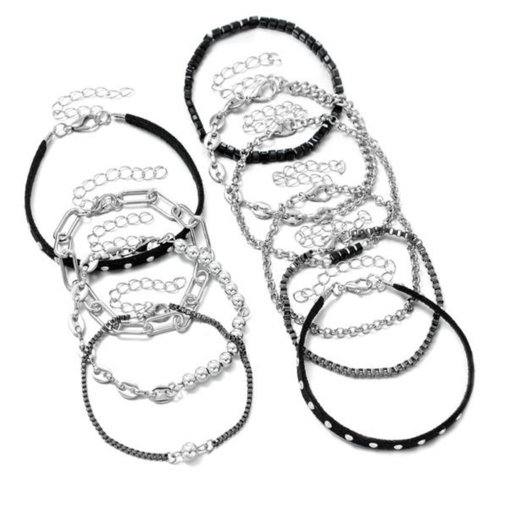 10 PCS Dark Punk Bracelet Set