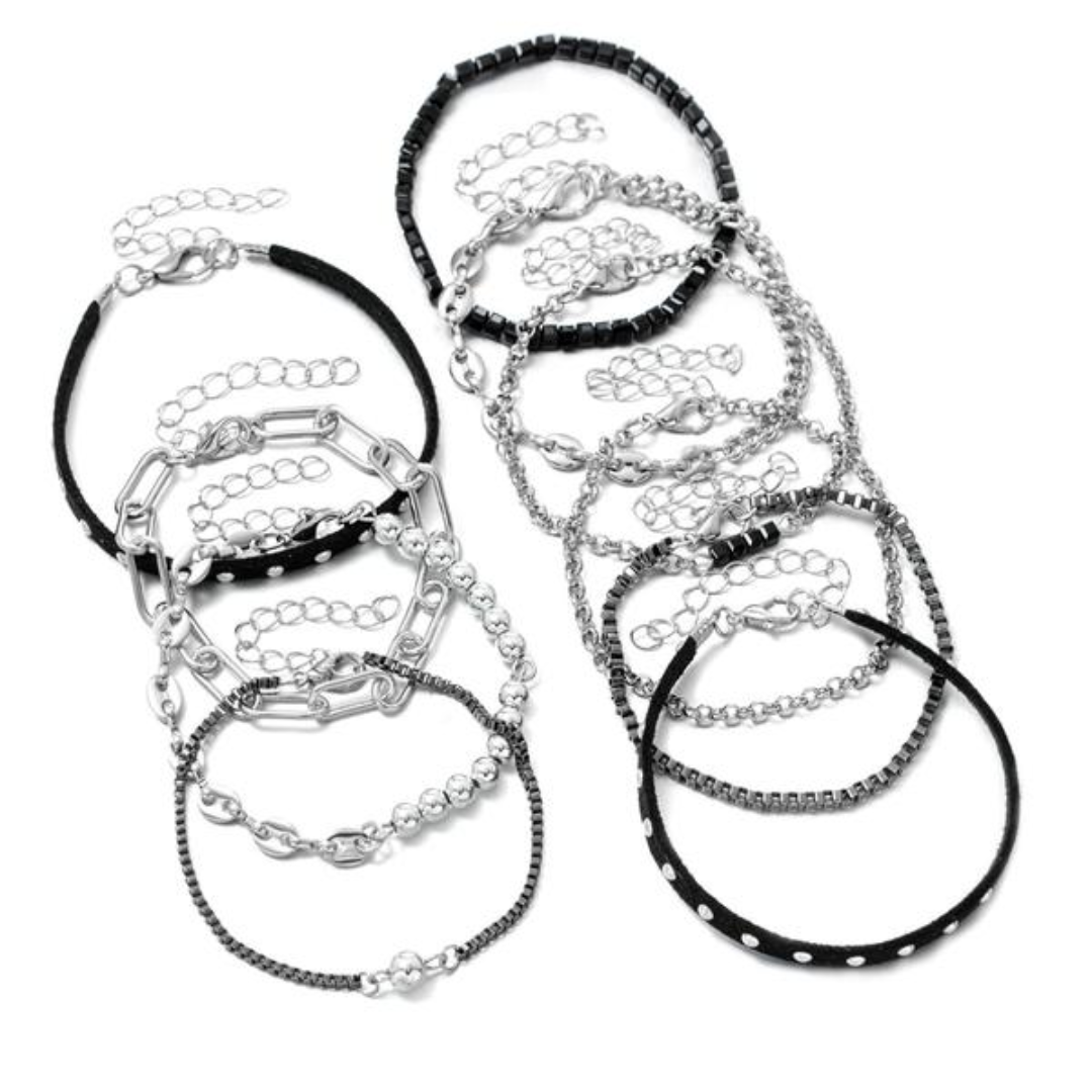 10 PCS Dark Punk Bracelet Set