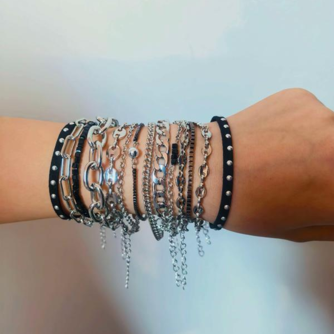 10 PCS Dark Punk Bracelet Set