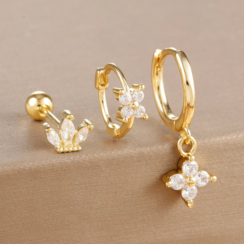 Geometric Zircon Hoop Earrings