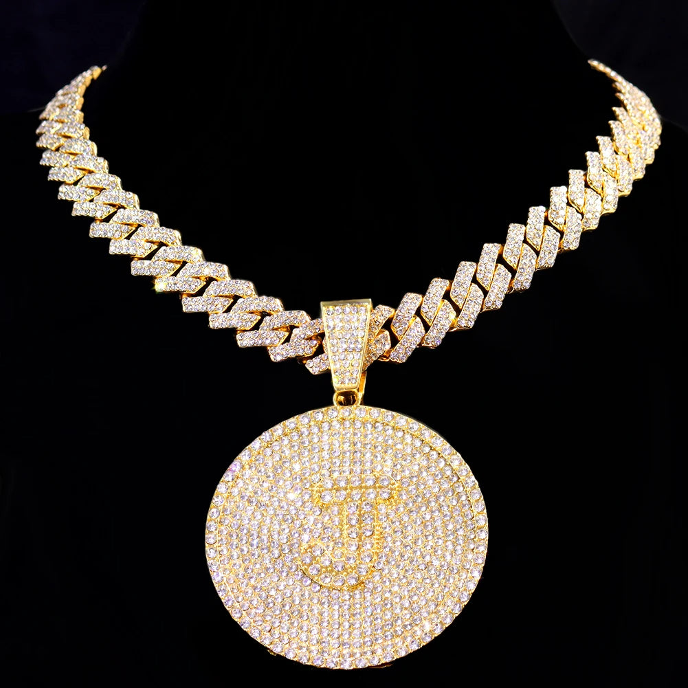 Round Initials Cuban Necklace