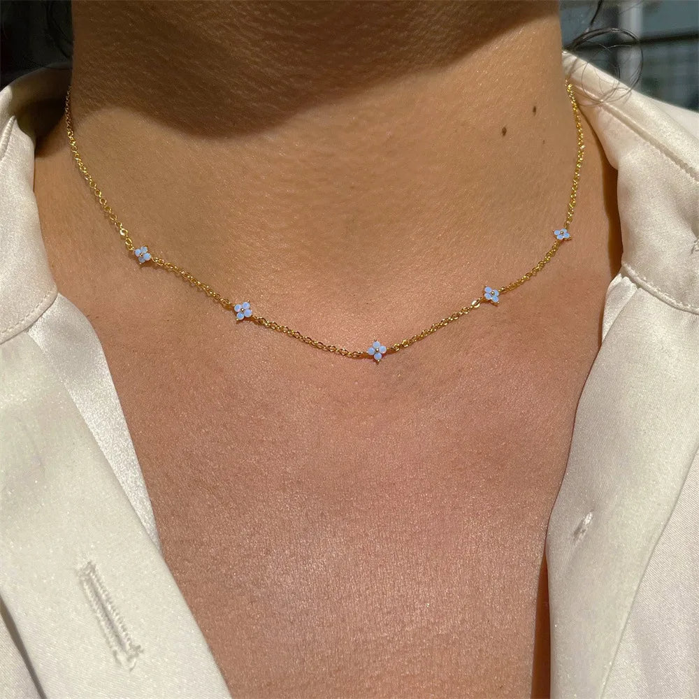Crystal Clover Choker Necklace