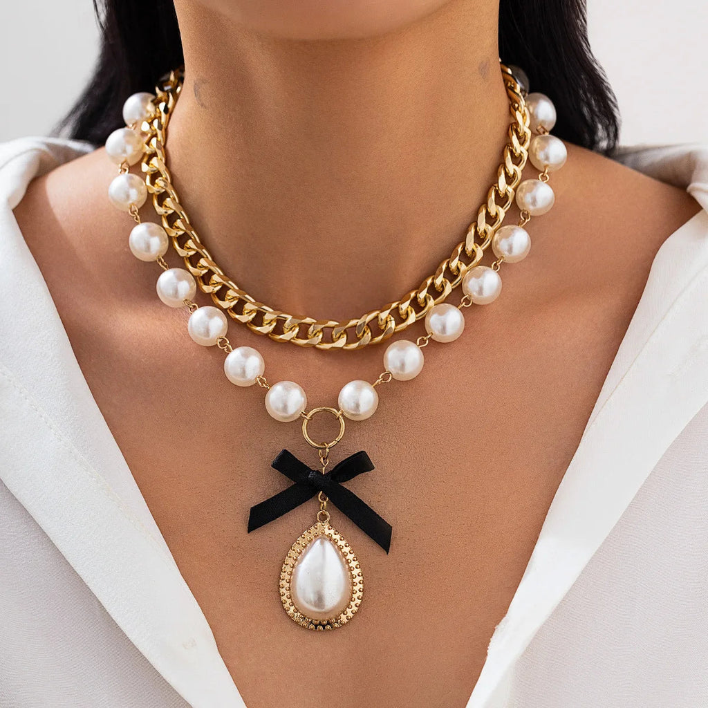 3 PCS Pearl Water Drop Choker Necklace