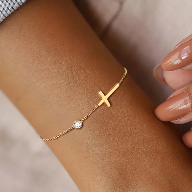 Adjustable Thin Cross Bracelet