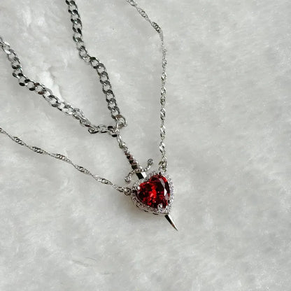 Heart & Sword Couple Necklace