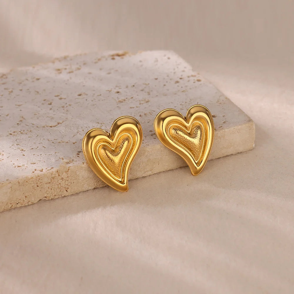 Twisted Heart Stud Earrings