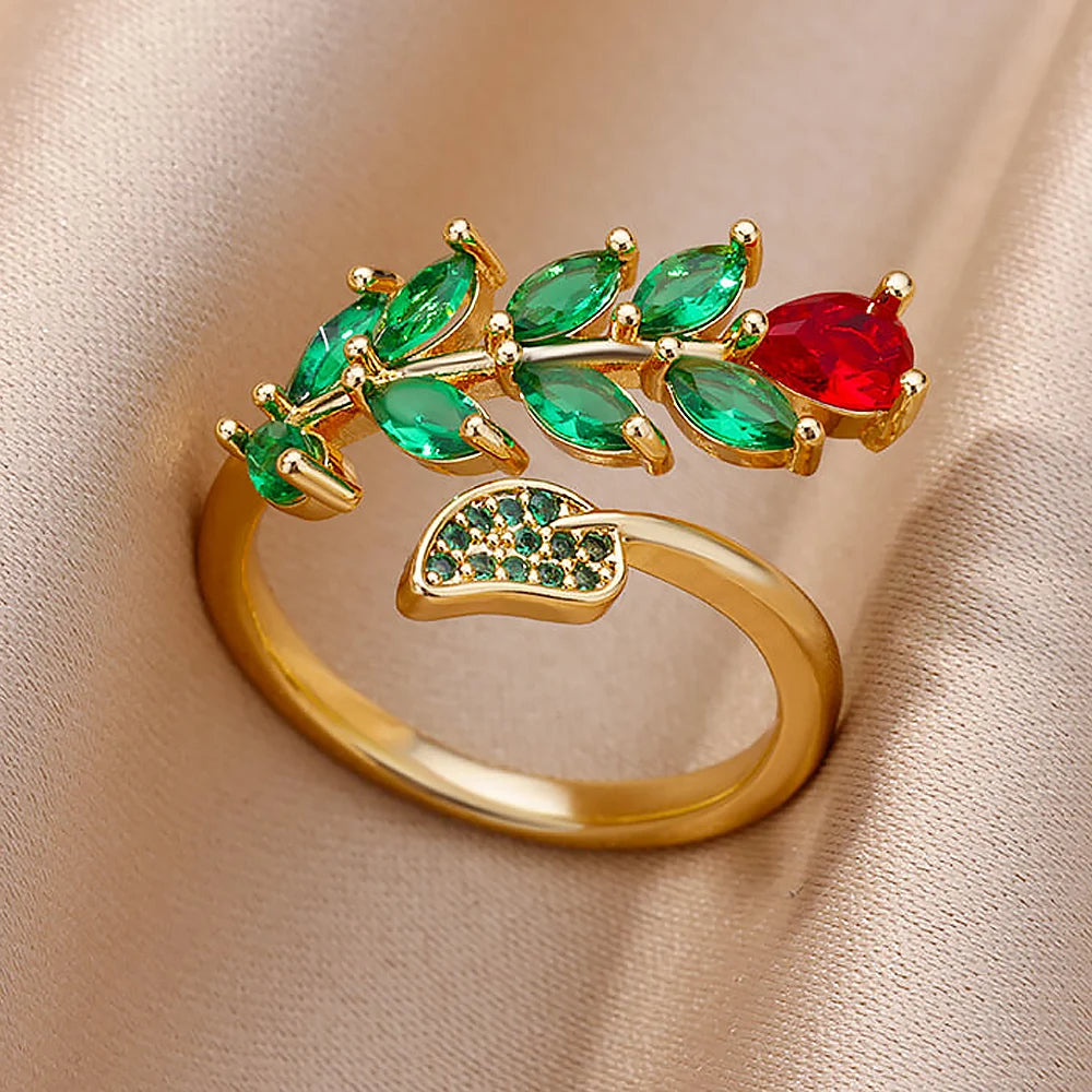 Zircon Flower Leaf Ring
