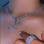 Crystal Cursive Initial Necklace