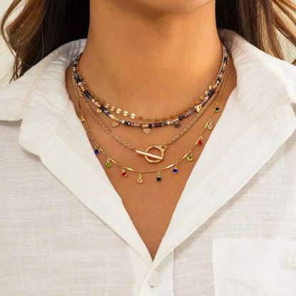 4 PCS Boho Crystal Tassel Choker Set