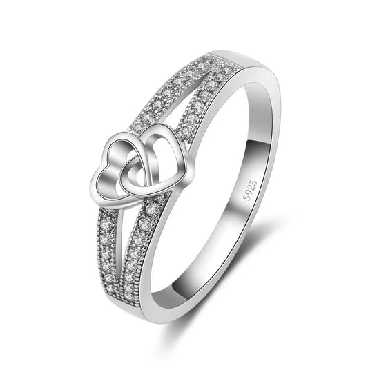 Double Crossed Heart Ring