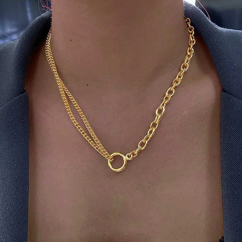 Double Chain Circle Necklace