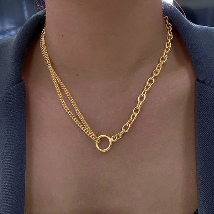 Double Chain Circle Necklace