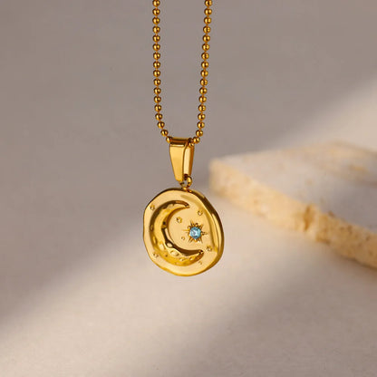 Blue Star Moon Necklace