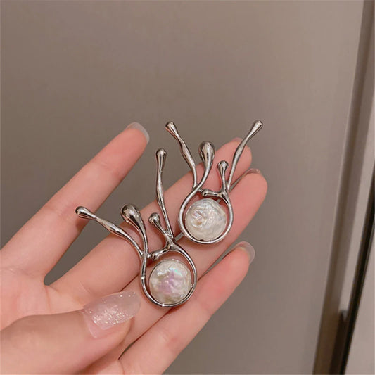 Irregular Pearl Stud Earrings