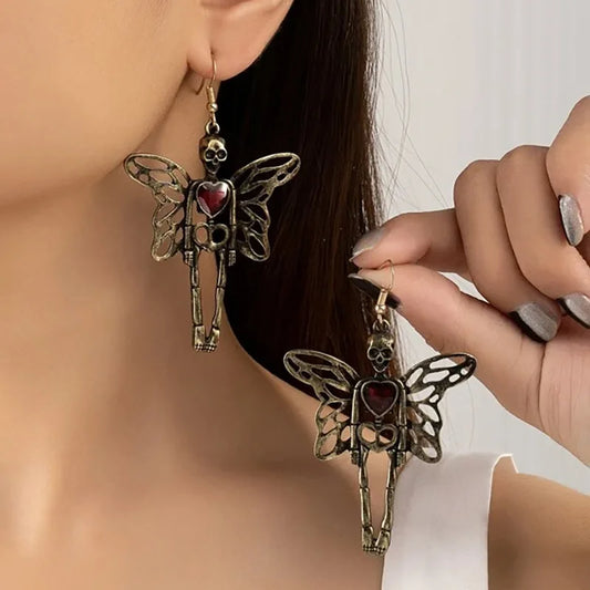 Skeleton Angel Heart Earrings