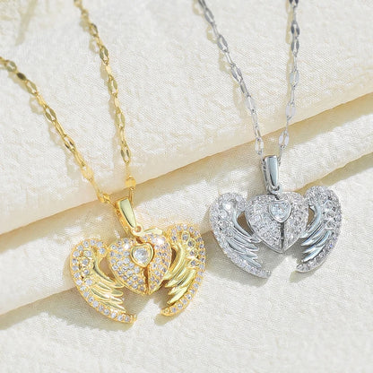 Embrace Angel Wing Heart Necklace