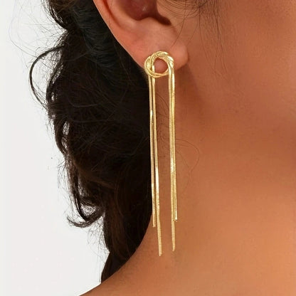 Thin Tassel Circle Earrings