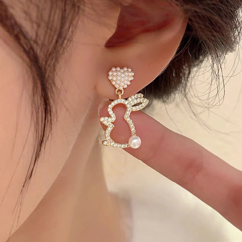 Crystal Hollow Rabbit Earrings