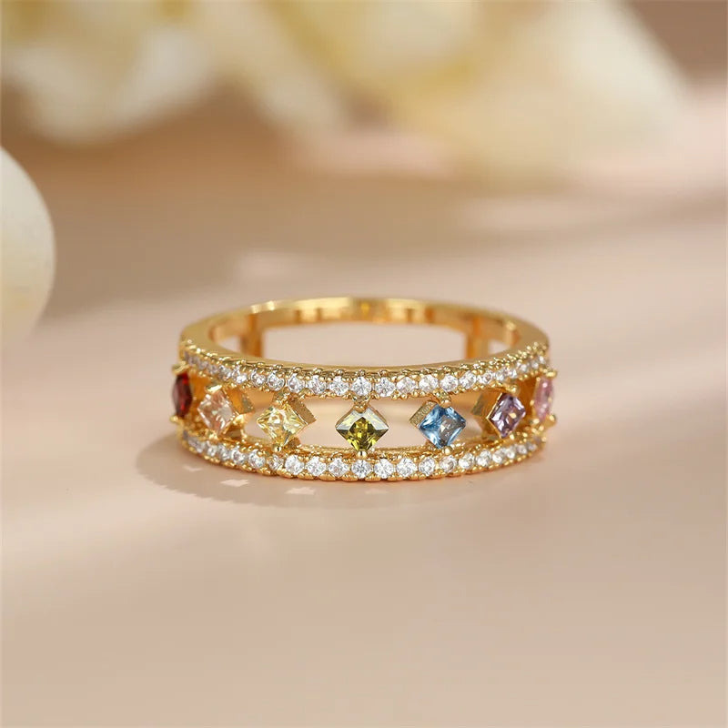 Rainbow Crystal Stone Ring