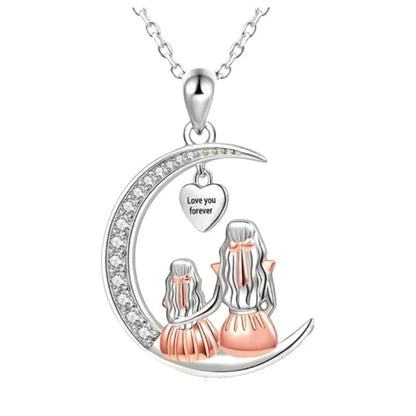 Mom & Daughter Moon Love Necklace