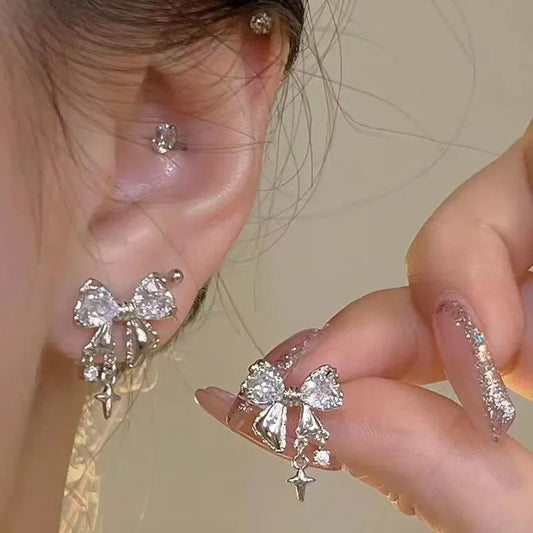 Zircon Bowknot Stud Earrings