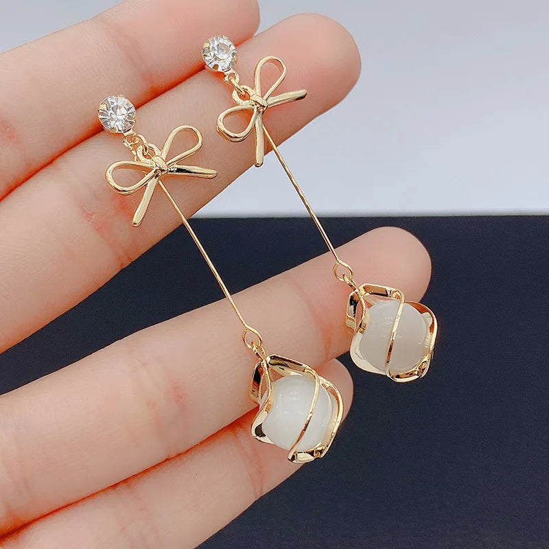 Opal Bowknot Dangle Earrings