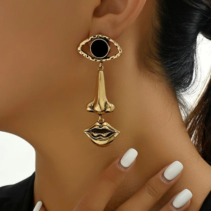 Abstract Black Eye Portrait Earrings