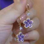 Purple Flower Drop Earrings