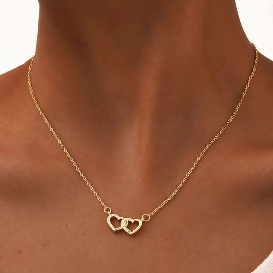 Zircon Interlocking Hearts Necklace