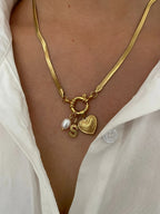 Pearl Heart Initial Necklace