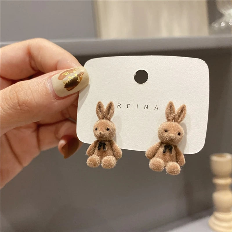 Plush Rabbit Stud Earrings