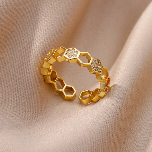 Hollow Hexagon Ring