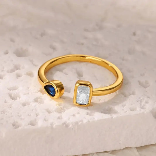 Zircon Square Drop Ring