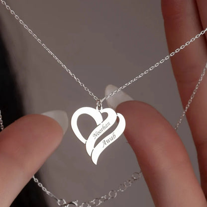 Personalized Double Name Heart Necklace