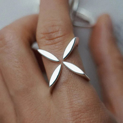 Adjustable Cross Flower Ring