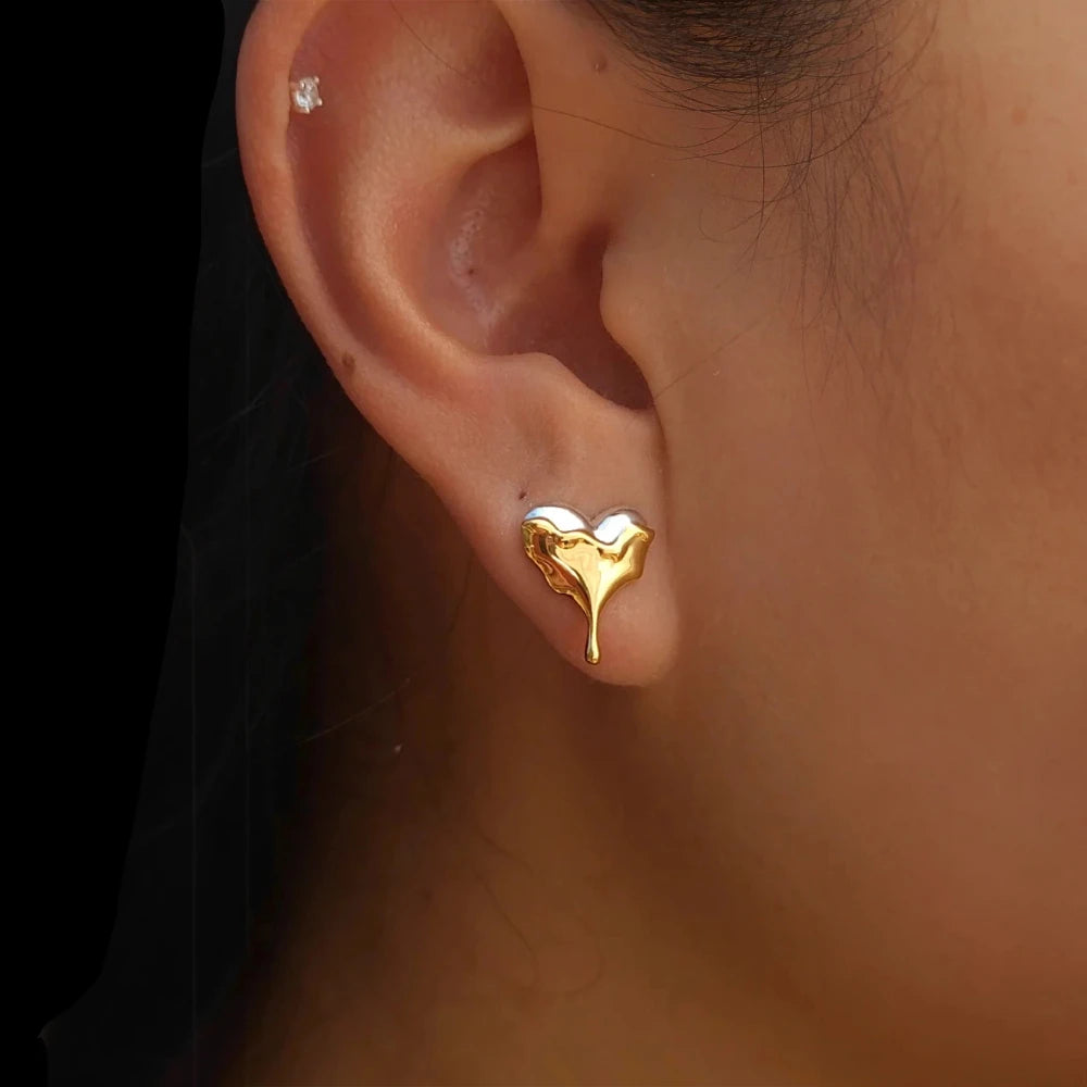 Dripping Heart Stud Earrings