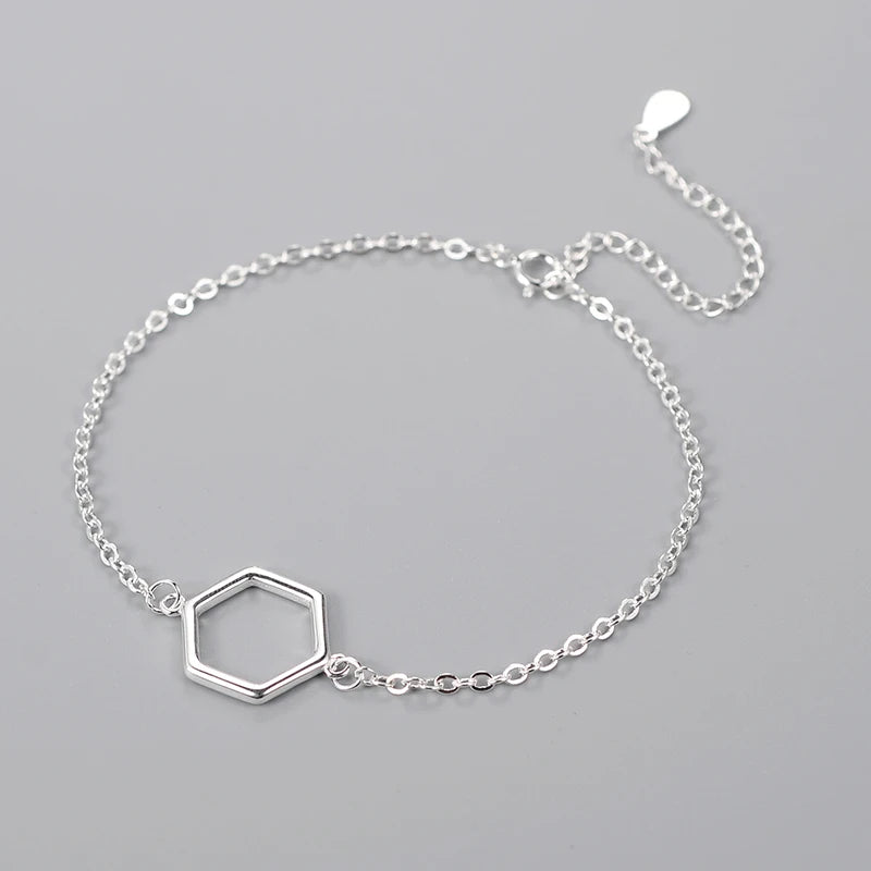 Silver Hexagon Charm Bracelet