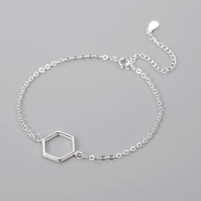 Silver Hexagon Charm Bracelet