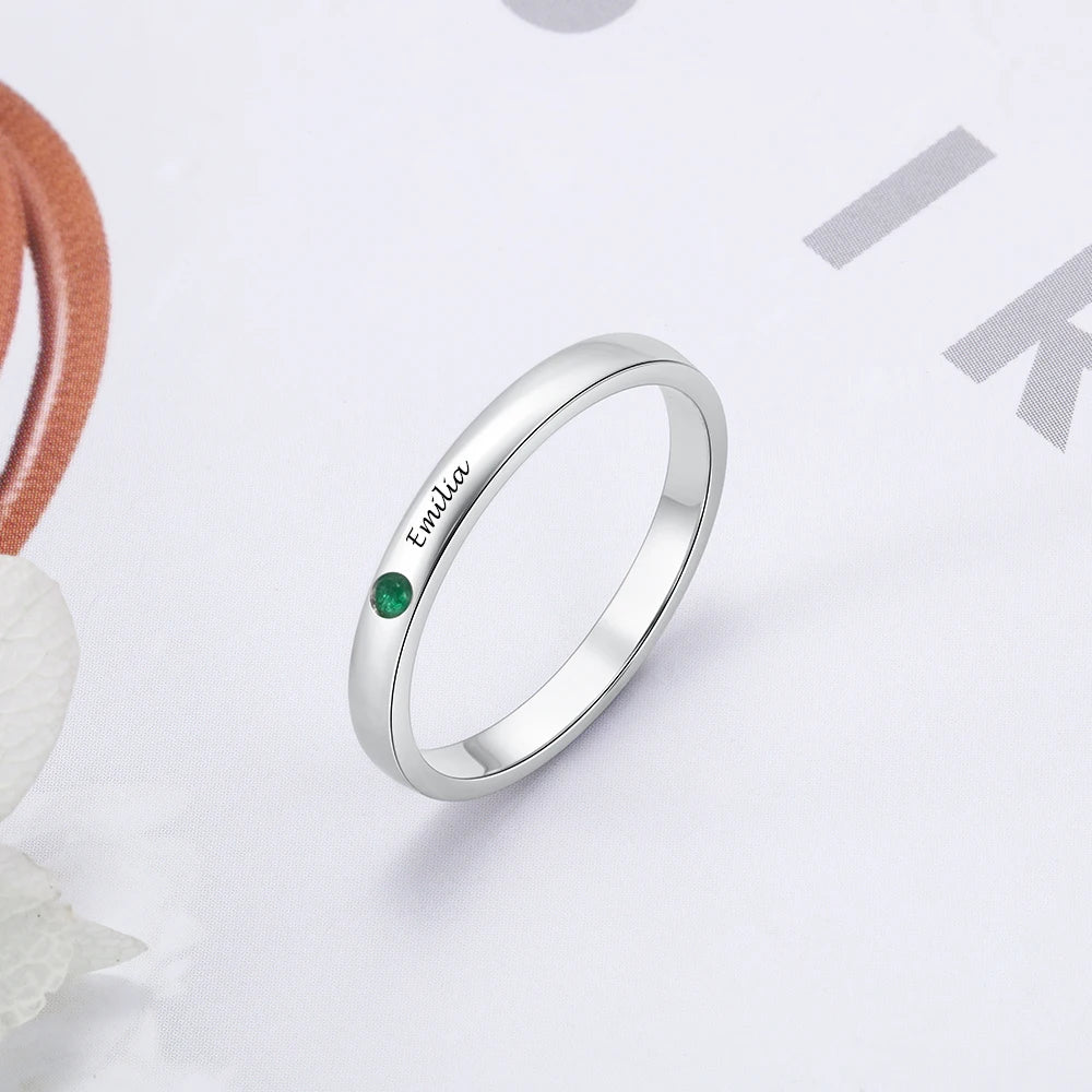 Personalized Birthstone Name Ring