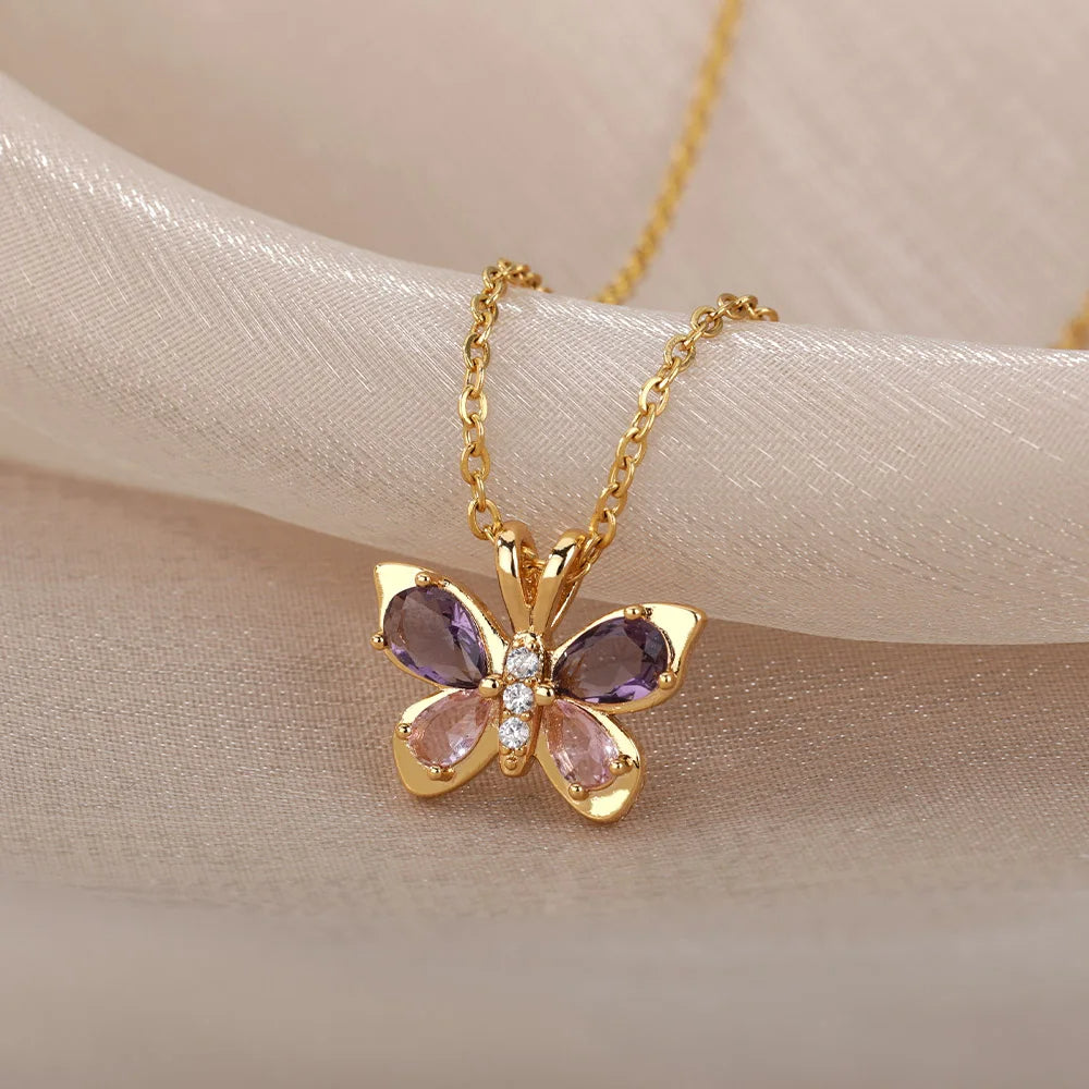 Zircon Butterfly Necklace