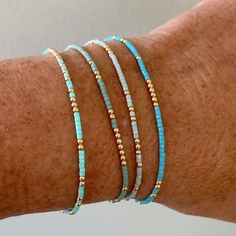 4 PCS Handmade Oceanic Bead Bracelet Set