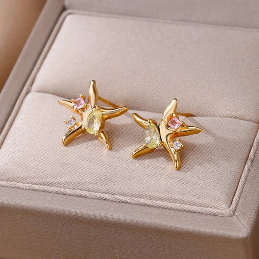 Zircon Starfish Earrings