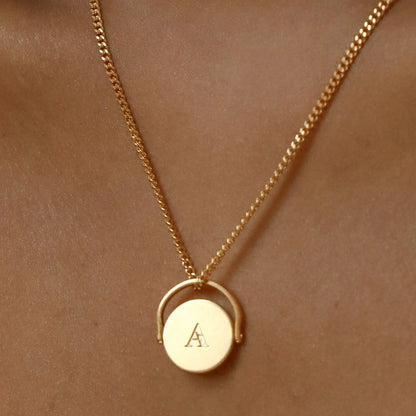 Gold Initial Spinner Necklace