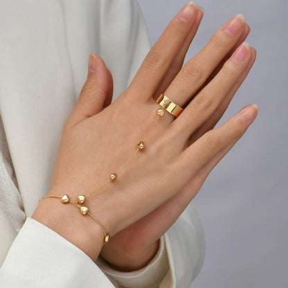 Heart Chain Ring Bracelet