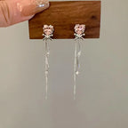 Crystal Heart Bow Earrings