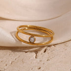 Double Layer Rhinestone Ring