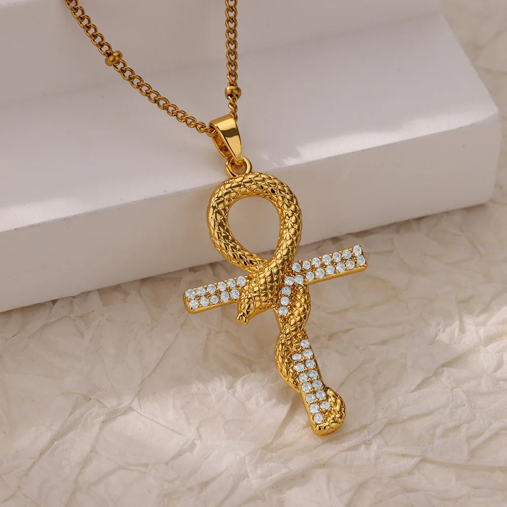 Snake Cross Necklace