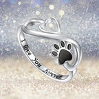 Infinity Dog Paw Heart Ring