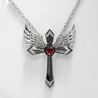 Angel Wings Cross Heart Necklace